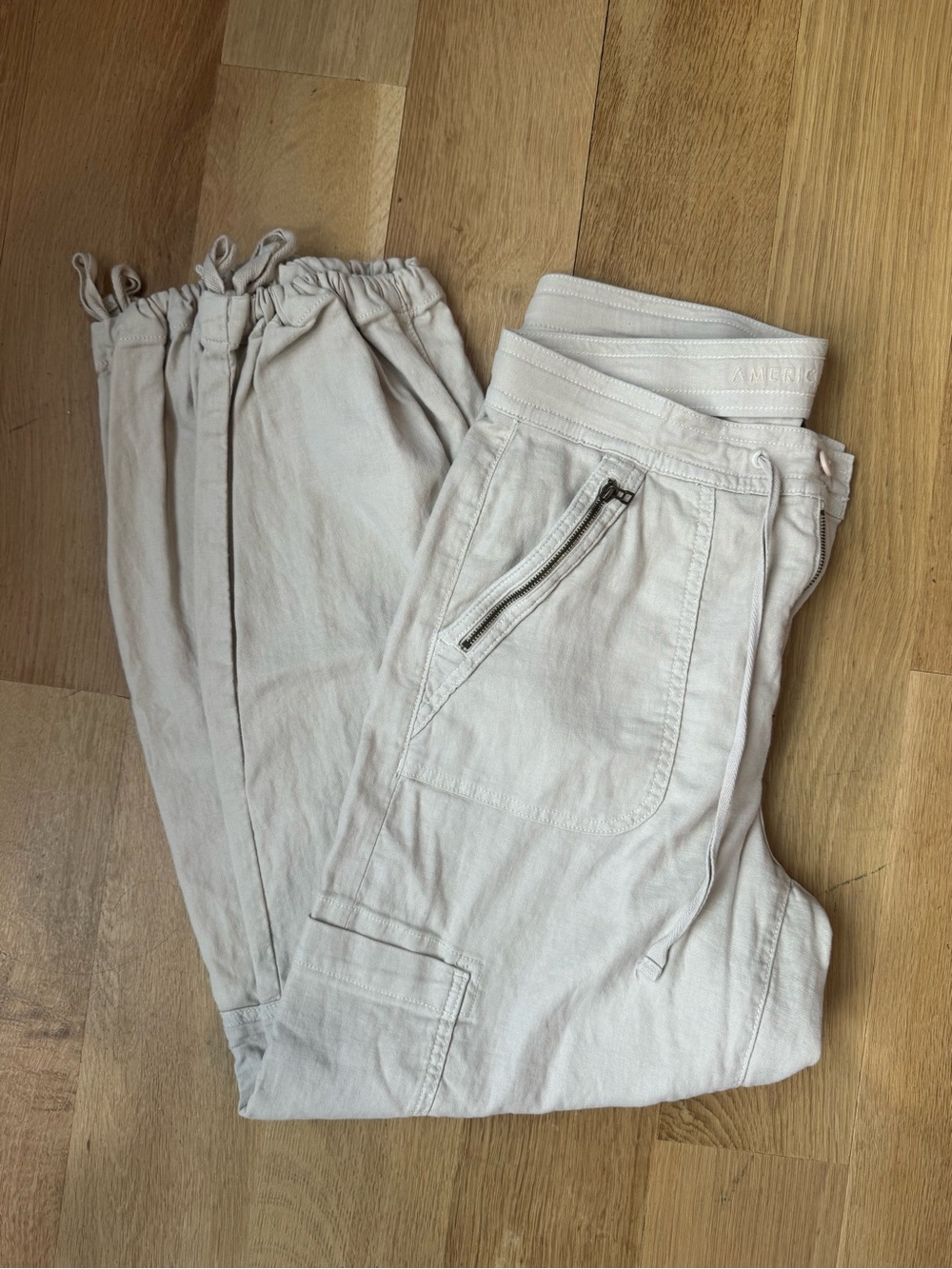 American Eagle Outfitters Light Beige Drawstring Jogger Pants